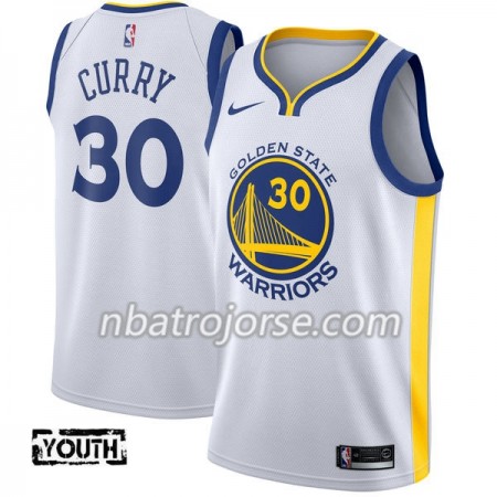Barn Golden State Warriors Tröja Stephen Curry 30 Nike 2017-18 Vit Swingman